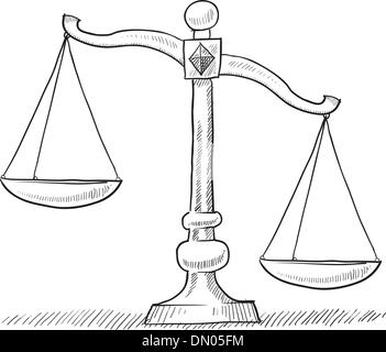 Scales balance sign pencil sketch Royalty Free Vector Image