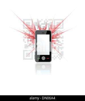 Phone scanned QR code Stock Vector