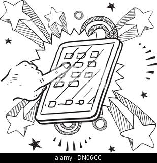 Tablet or mobile device vector sketch Stock Vector