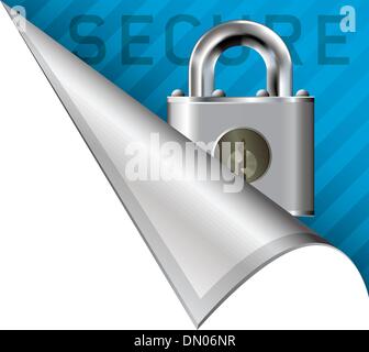 Secure lock corner tab Stock Vector