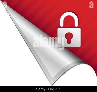 Secure lock corner tab Stock Vector