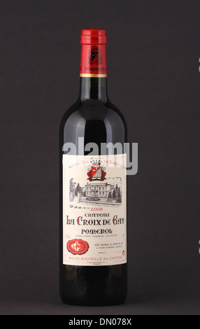 A bottle of French red wine, Chateau La Croix de Gay 2008, Pomerol, Grand Vin de Bordeaux, France Stock Photo