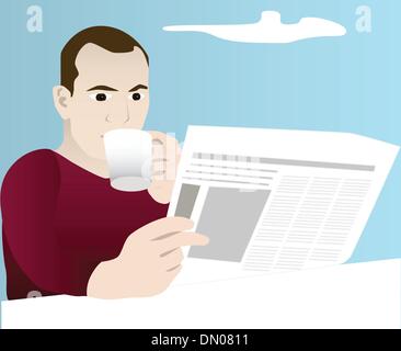 Man reading newspaper Stock Vector