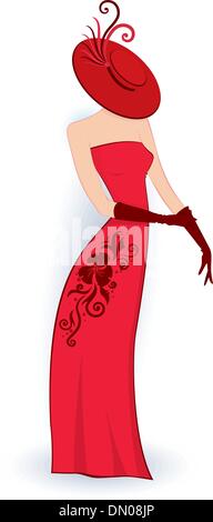 Classy lady in gloves and hat Stock Vector