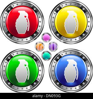 Grenade icon on colorful vector buttons Stock Vector