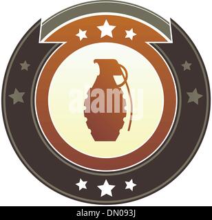 Grenade icon on imperial button Stock Vector