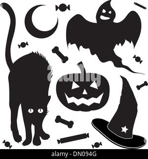 Halloween design elements vector silhouettes Stock Vector