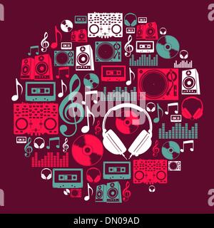 Dj Music icons circle Stock Vector