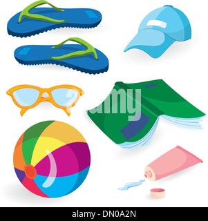 Beach fun items Stock Vector