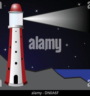 lighthouse in the night Stock Vector