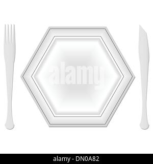 hexagonal plate and dishes Stock Vector