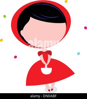 Cute little red riding hood isolated on white Stock Vector