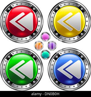 Rewind colorful button Stock Vector