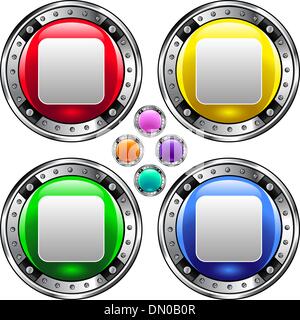 Stop media player colorful button Stock Vector