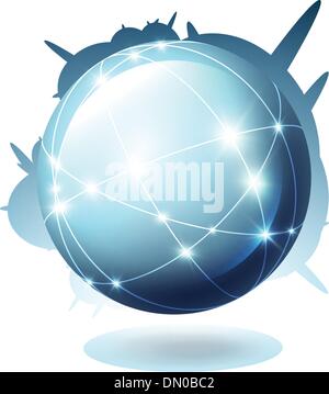 Globe with satellites. Vector illustration, EPS10 Stock Vector