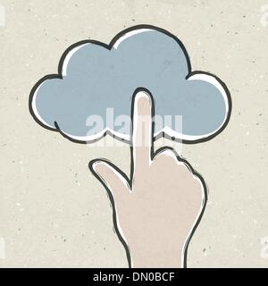 Hand clicking cloud icon. Concept vector illustration,  EPS10. Stock Vector