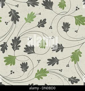 Oak leaves stylized seamless pattern, vector. Stock Vector