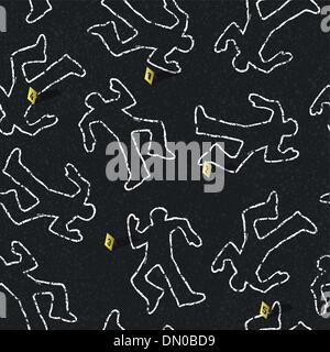Crime scene seamless pattern with locations of evidence. Vector Stock Vector