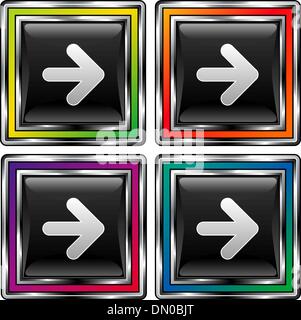 Right arrow black box button Stock Vector