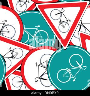 bike traffic signs pattern Stock Vector