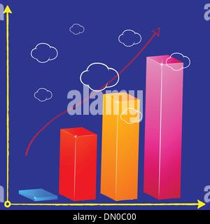 business bar graph in the clouds Stock Vector