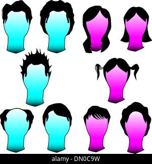 Hairstyles vector silhouette Stock Vector