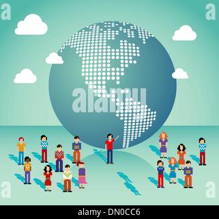 Global social media network in The Americas Stock Vector