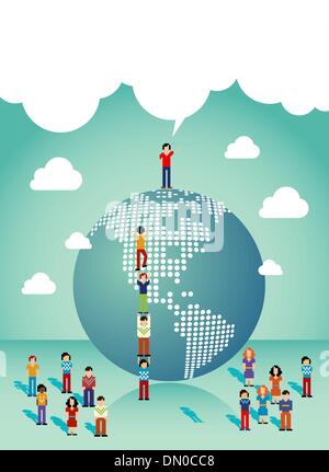Social networks people growth in The Americas Stock Vector