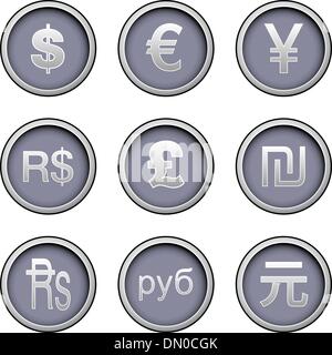 World currency icon set Stock Vector