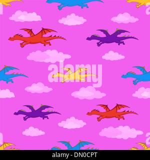 Seamless background, colorful dragons flies Stock Vector
