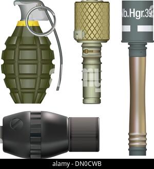 Hand grenade, bomb explosion set 9 collection Stock Vector Image & Art ...