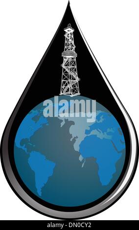 Globe and drop oil Stock Vector