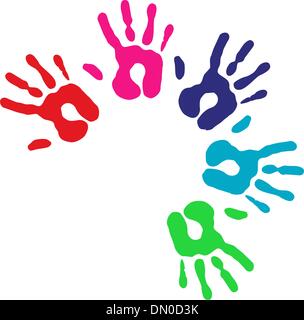 Multicolor diversity hands circle Stock Vector