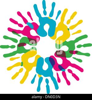 Multicolor diversity hands circle Stock Vector
