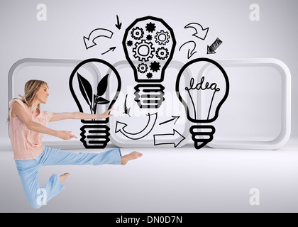Composite image of woman doing dance pose Stock Photo