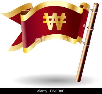 Korean Won currency royal flag Stock Vector