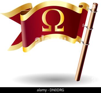 Omega Greek letter royal flag icon Stock Vector