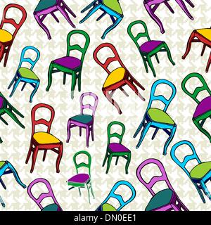 Vintage chairs seamless pattern background. Stock Vector