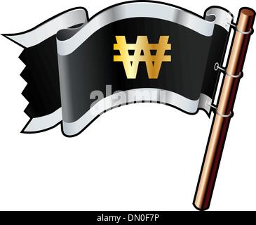 Korean Won pirate flag Stock Vector