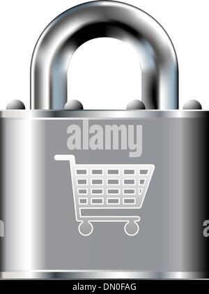 Secure shopping cart icon Stock Vector