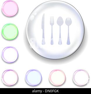 Eating utensils glass orb icon Stock Vector