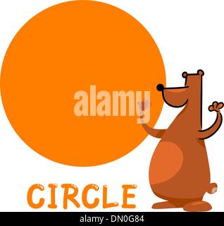 circle shape with cartoon bear Stock Vector