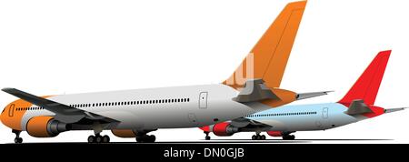 Airplane on the airfield. Vector illustration Stock Vector