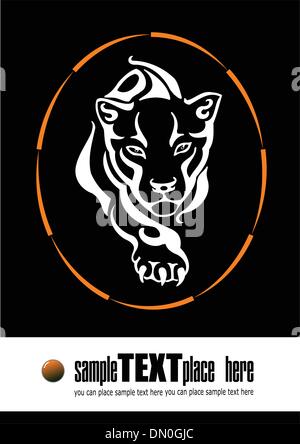 The tiger leaping through a ring of fire silhouette Stock Vector