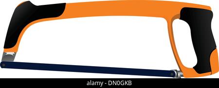 Hacksaw with the orange handle isolated on white background Stock Vector