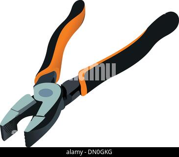 Black-orange pliers isolated on white background. Vector illustr Stock Vector