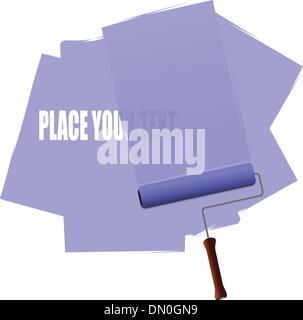 Blue roller brush with paint strokes. Vector illustration Stock Vector