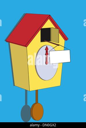 cuckoo clock with a sign Stock Vector