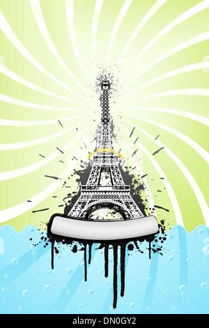 Eiffel tower ink explosion Stock Vector