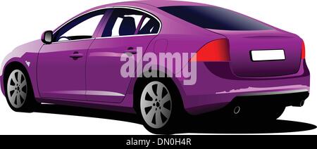 Purple colored car sedan on the road. Vector illustration Stock Vector